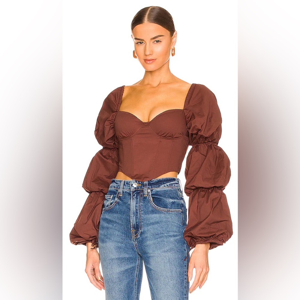 MAJORELLE Tawny Corset Top in Brown Revolve Size Medium‎